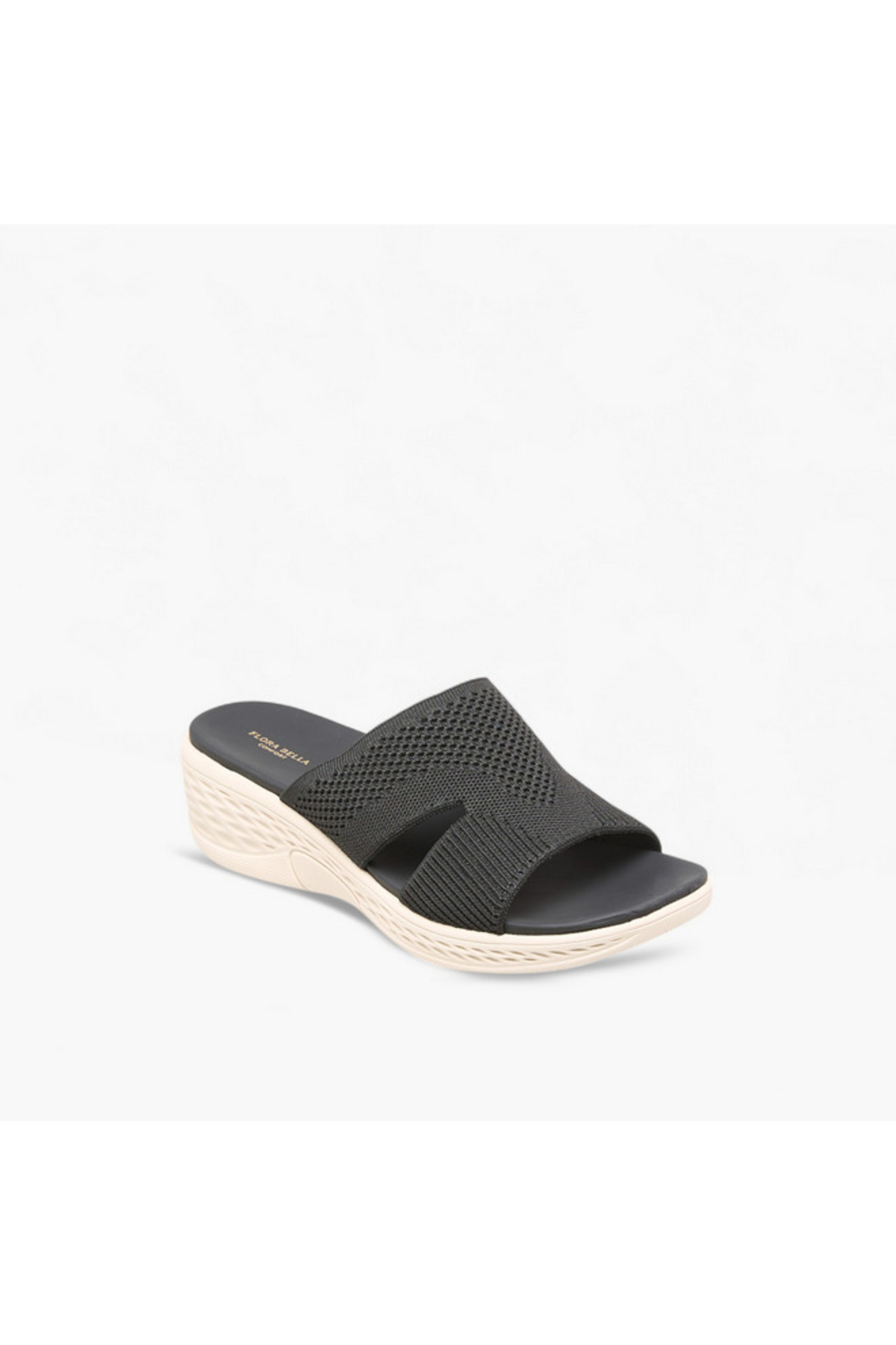 Flora Bella by Shoexpress-Textured Slip-On Sandals with Wedge Heels 2