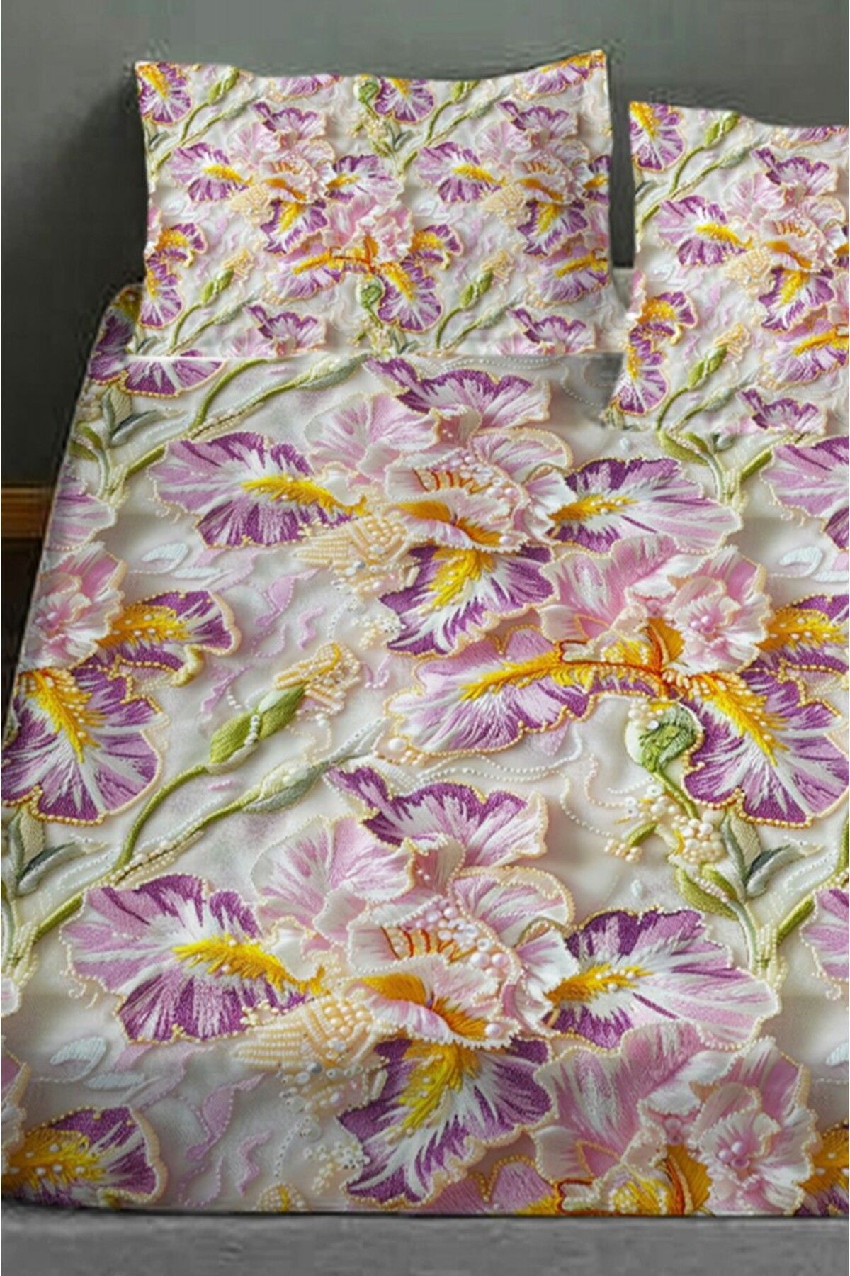 MonoHome-100% Cotton Fitted Sheet Special Design 5D Digital 60 Wire Embroidery Dreams 4