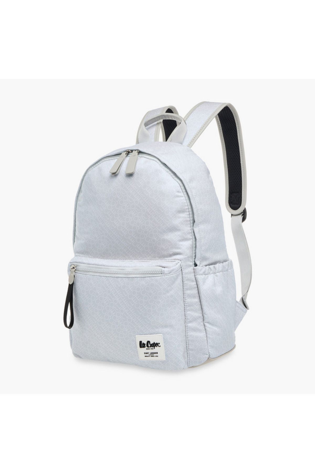 Lee Cooper-Monogram Print Backpack with Adjustable Straps and Zip Closure - 14x33x42 cm 2