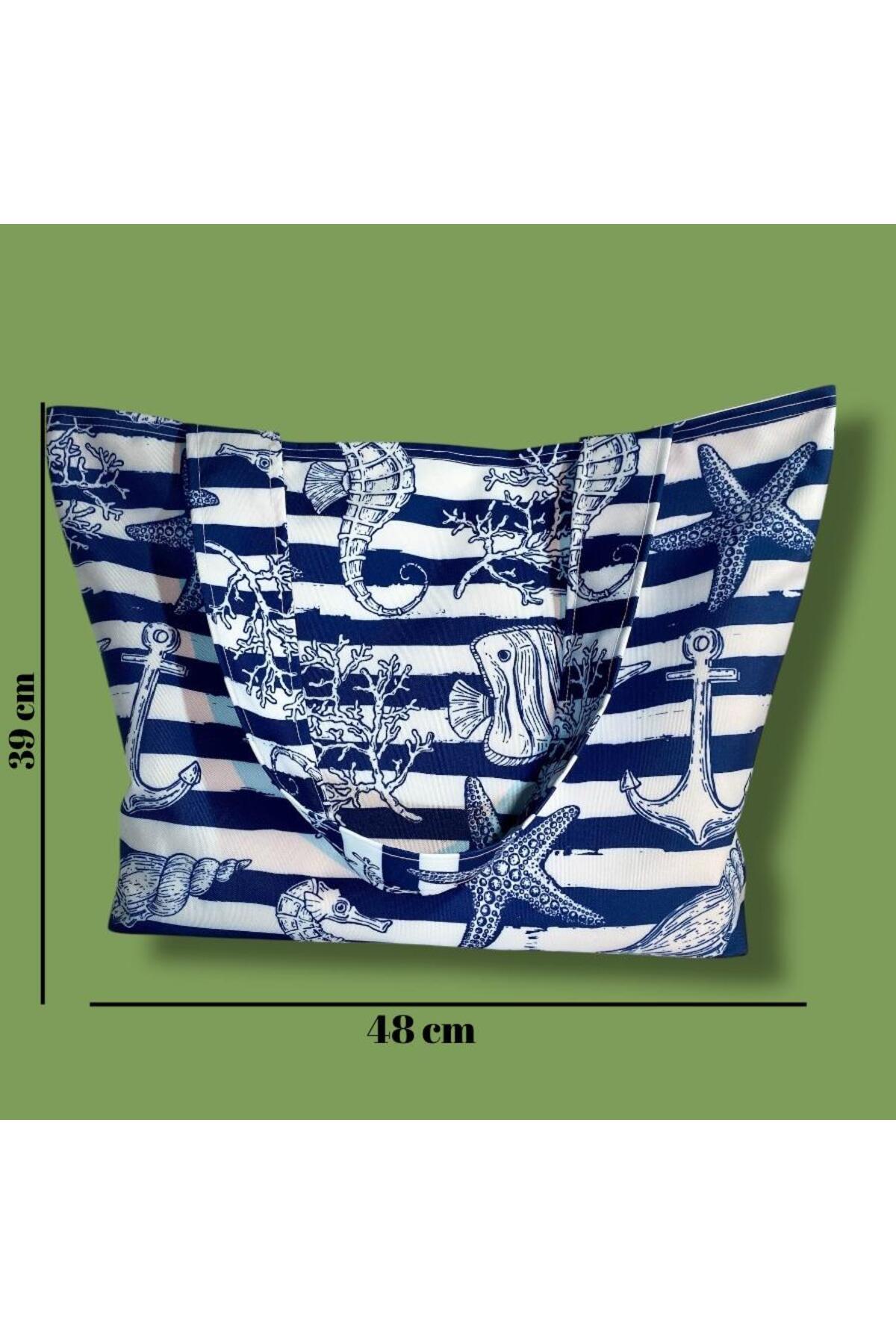 2A Marine Desenli Plaj Çantası#Özel Tasarım Üretim görsel 4