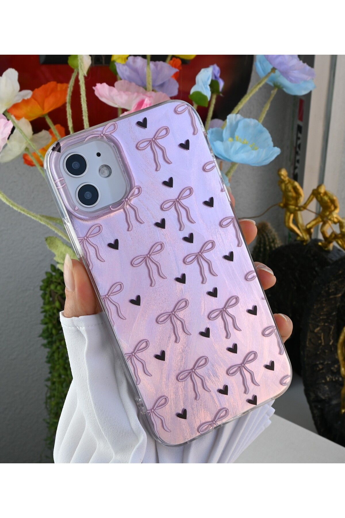 Go Aksesuar-iPhone 11 Compatible Shine Bow Color Gradient Glossy Silicone Protected Case 3