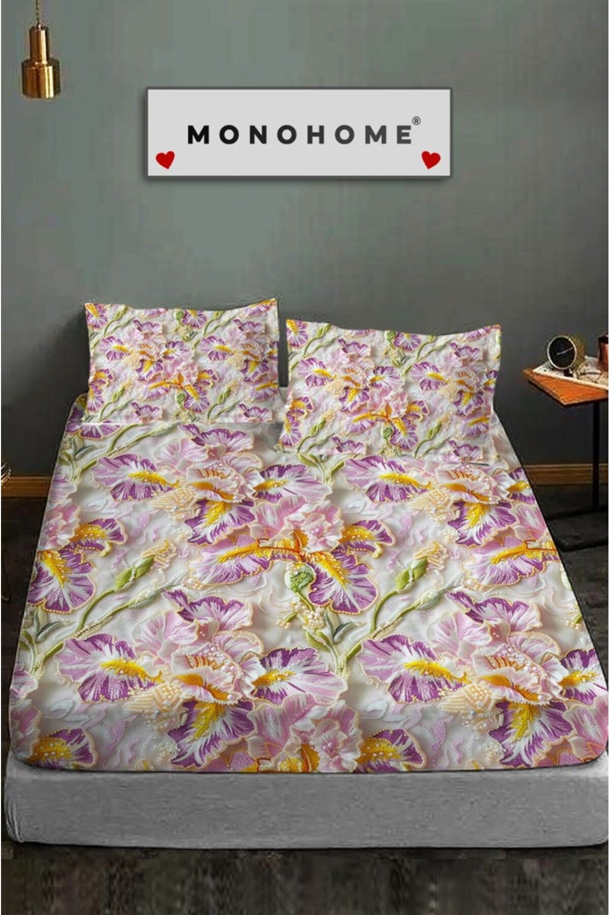 MonoHome-100% Cotton Fitted Sheet Special Design 5D Digital 60 Wire Embroidery Dreams 1