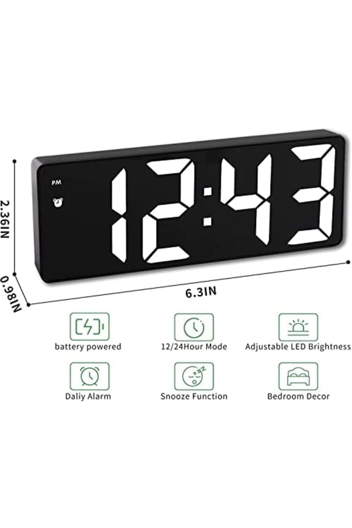Generic-LinJie Digital Alarm Clock, Mirror Surface LED Electronic Clocks, Bedside Desk Table Clock, Suitable 5