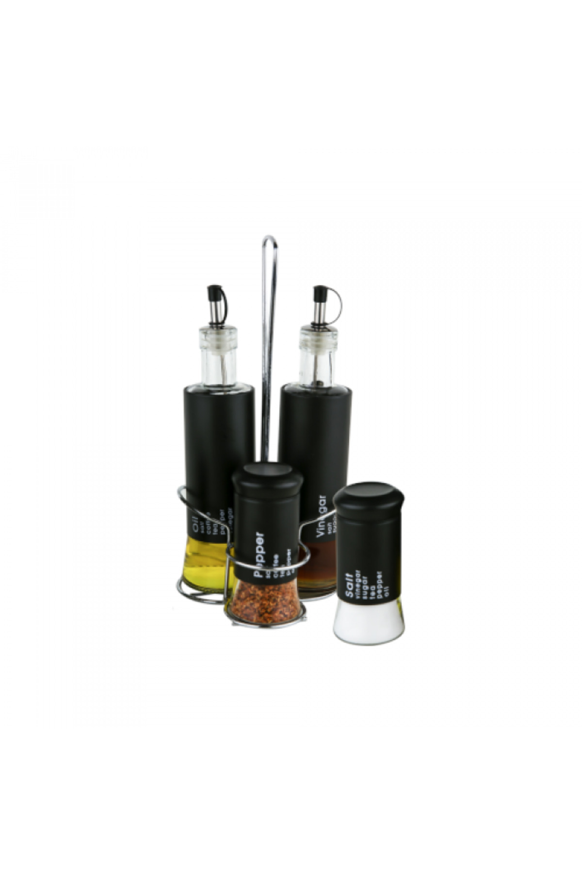 Raki-Oliviera TOP with stand set of 4 pieces, bottles 320ml black color MN013254 1
