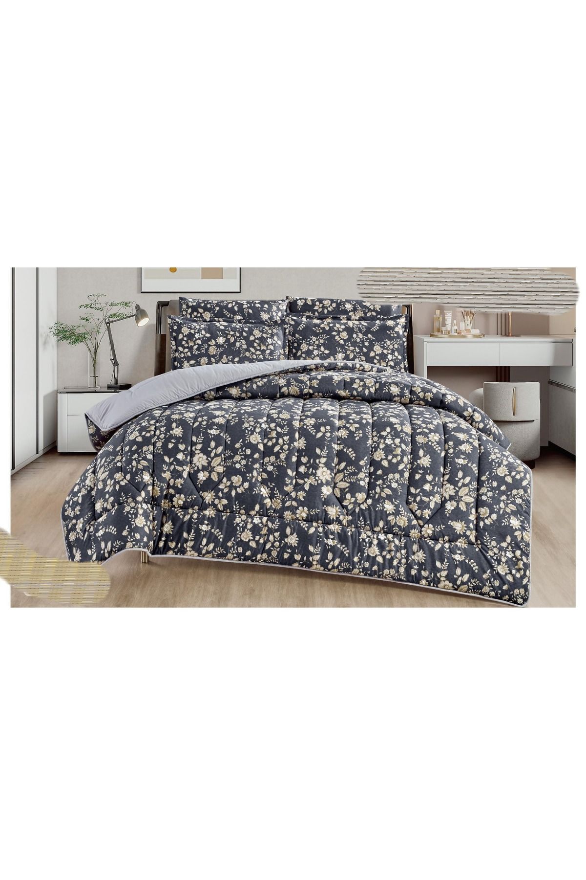 Mark-Double bed sheet with a floral pattern, reversible design, to give you a refreshing summer with microfiber materials, size 220*240 cm 1