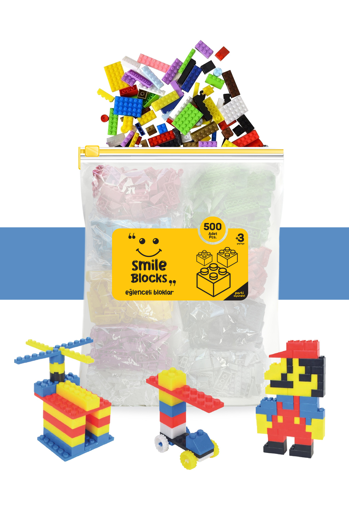 اسمایل بلاکس ۵۰۰ تکه، اسباب‌بازی آموزشی میکروبلاک همراه با کیف زیپ‌دار