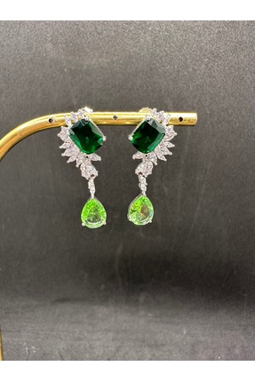 Jewel YEŞİL BAGET VE DAMLA TAŞLI İTHAL GÜMÜŞ KÜPE