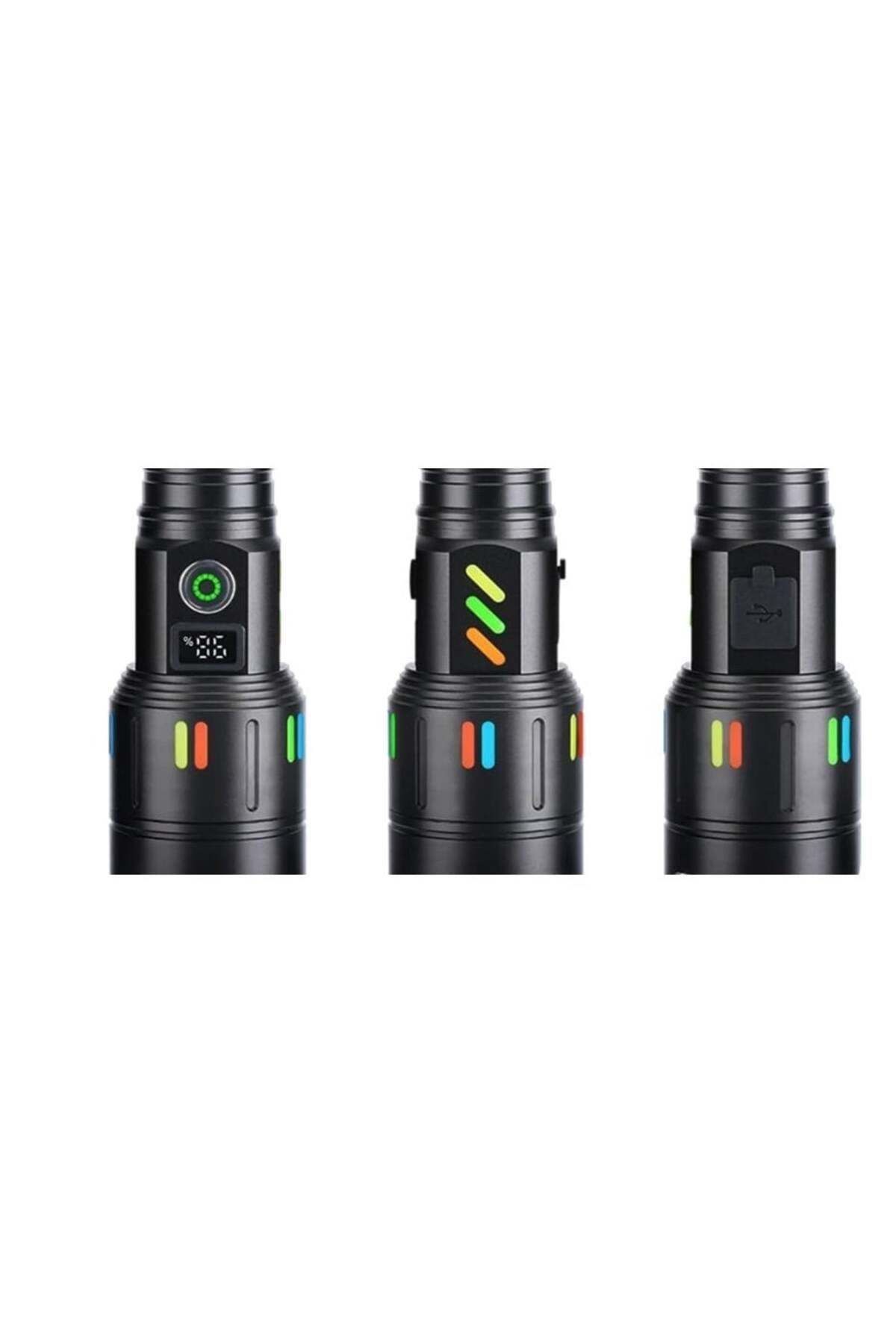 divendi-ro-Hand flashlight P50 with battery indicator and display, lights up to 900m distance, black 5
