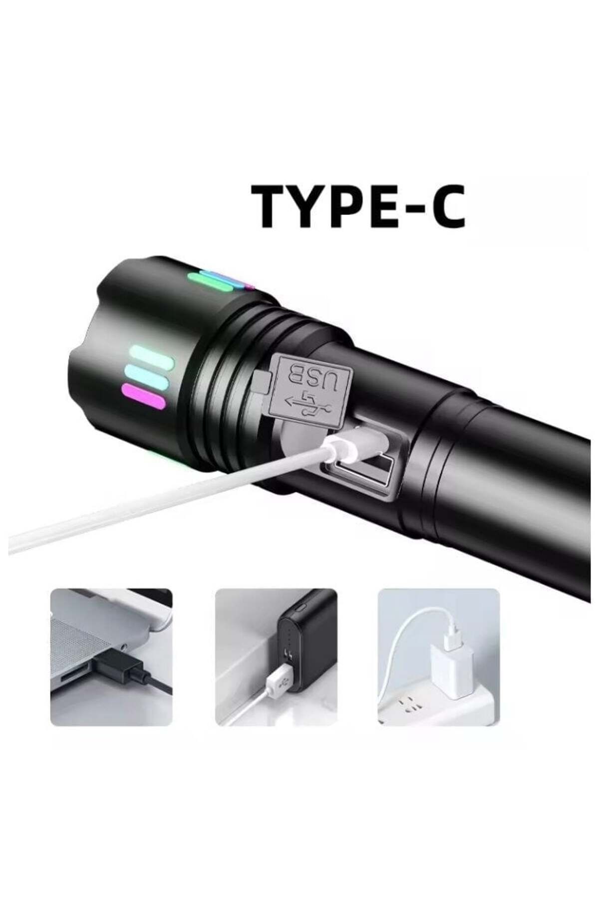 divendi-ro-Hand flashlight P50 with battery indicator and display, lights up to 900m distance, black 7