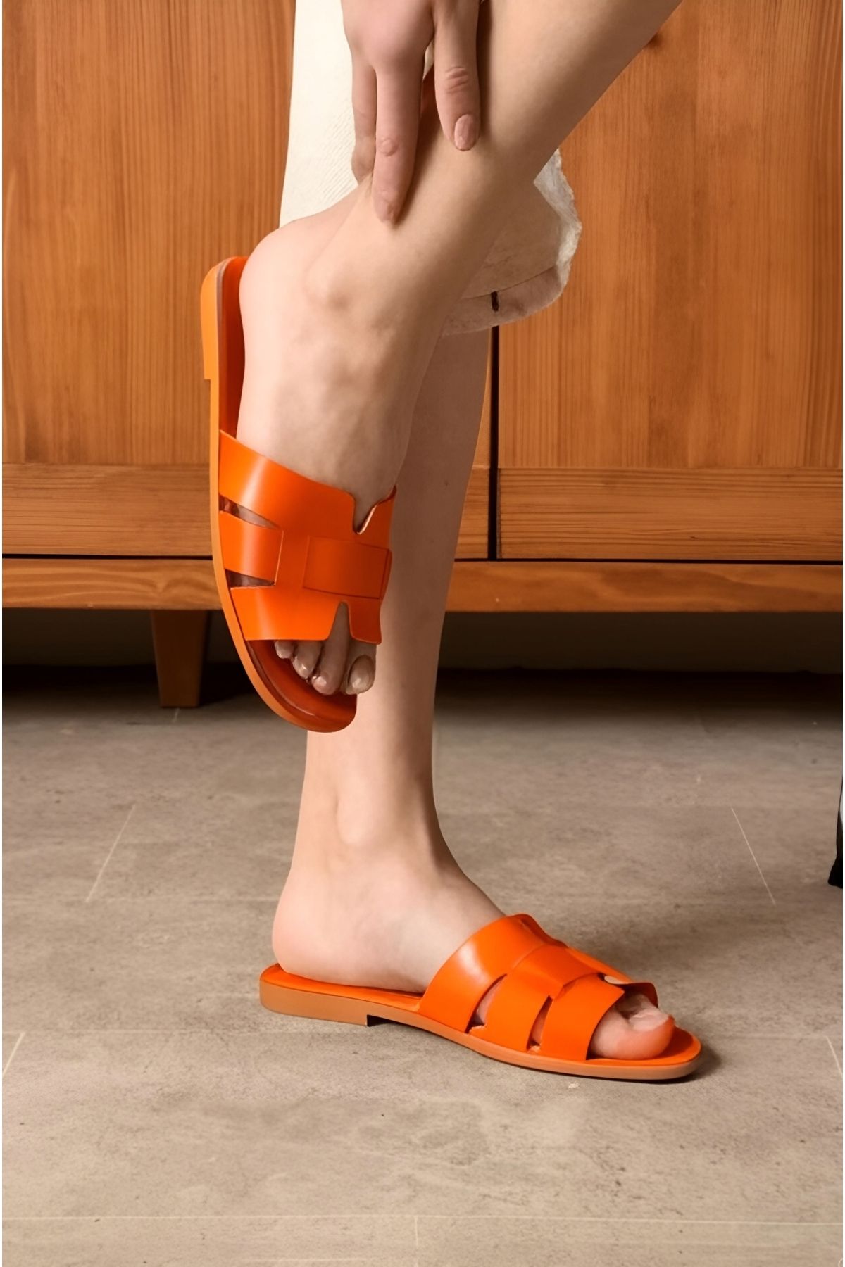 Lideral-Orange Summer Slippers H Pattern Belted Women's Summer Slippers Dowry Bundle Sea Beach Home Daily Slippers 2