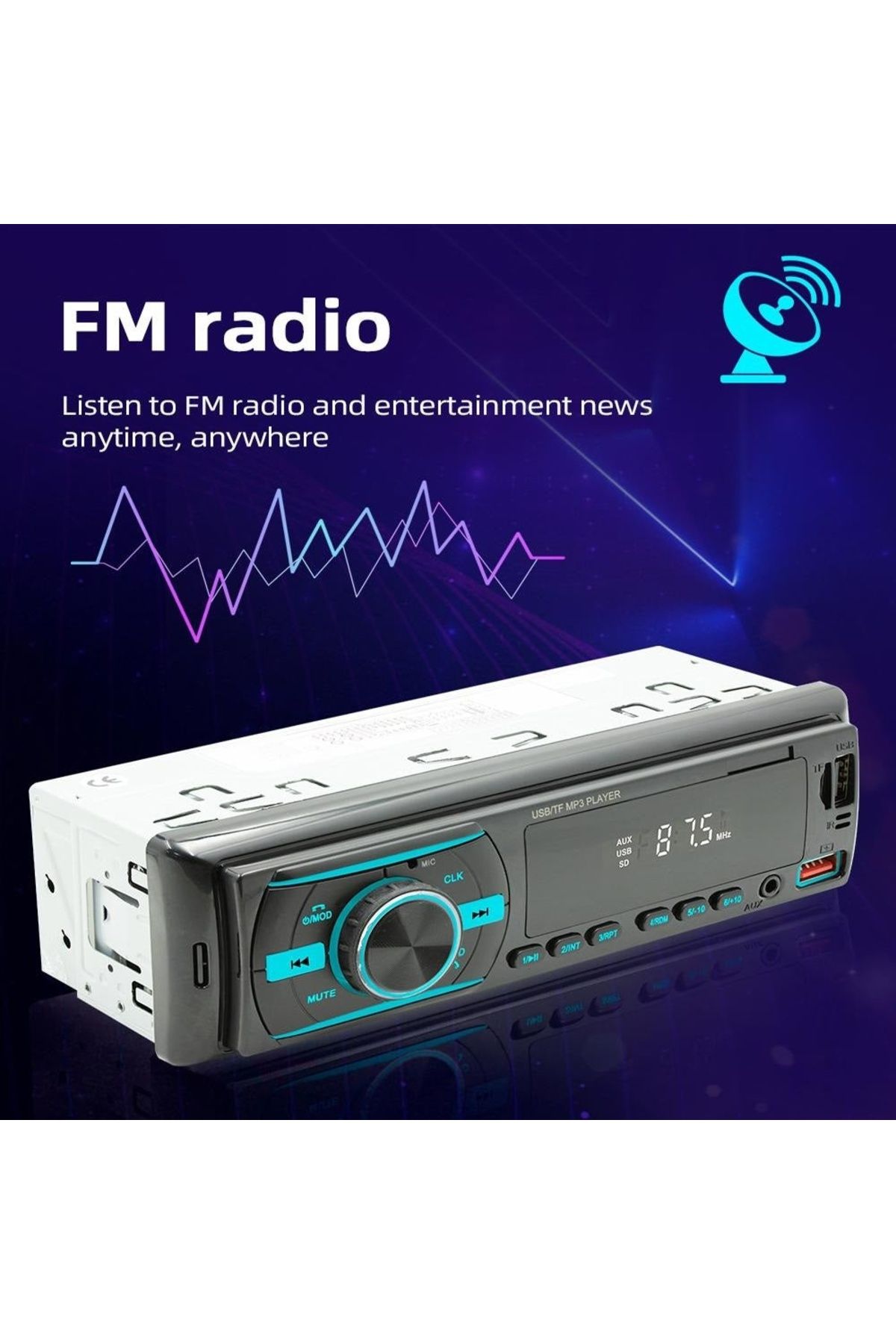 divendi-ro-Car Radio MP3 Player, with Bluetooth, 7 Color Display, 1Din, Remote Control, Black 9