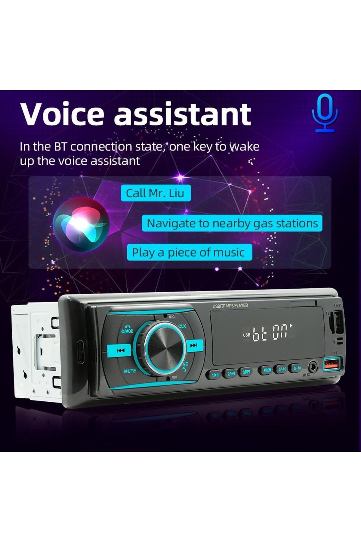divendi-ro-Car Radio MP3 Player, with Bluetooth, 7 Color Display, 1Din, Remote Control, Black 11