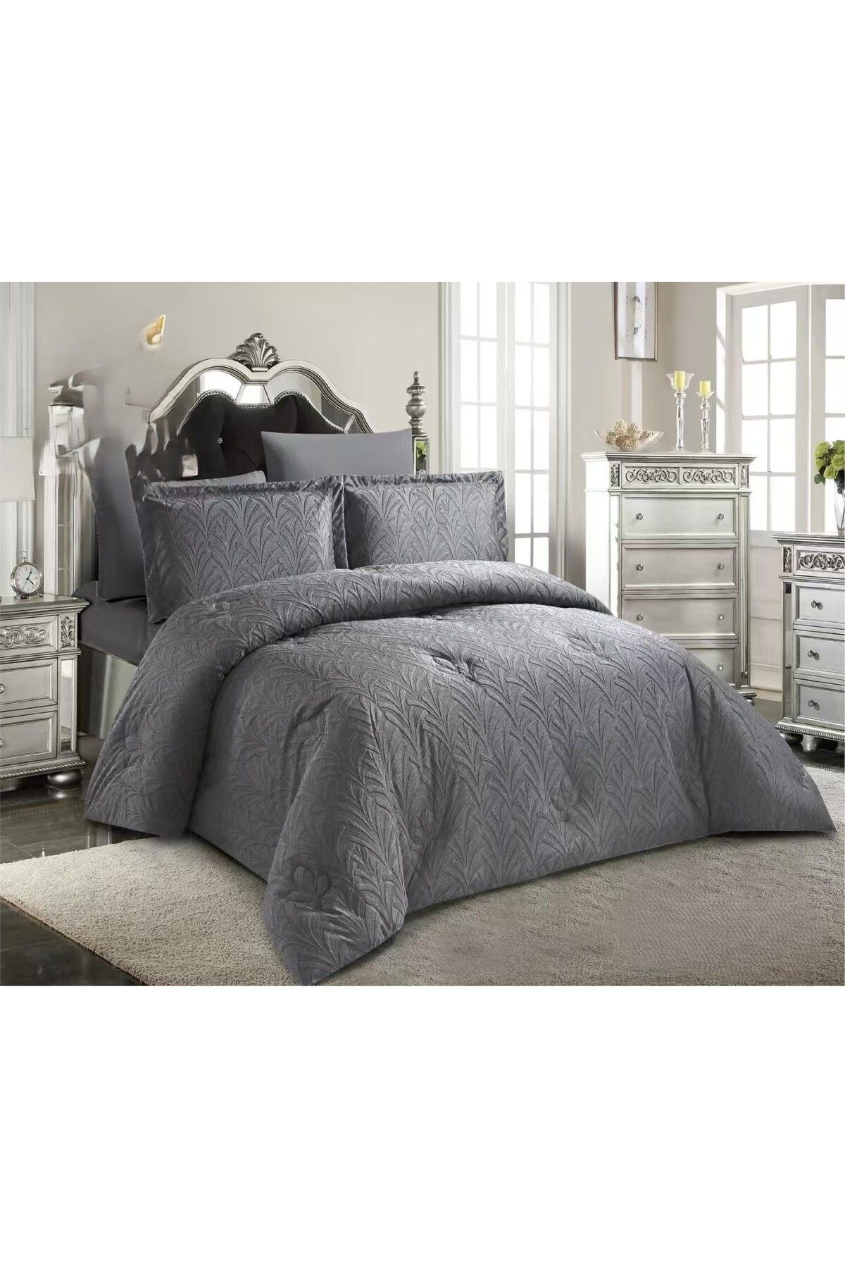 miral-Plain bed sheet set - for two people - 6 pieces - in a compressed package - size 240 x 220 cm 1
