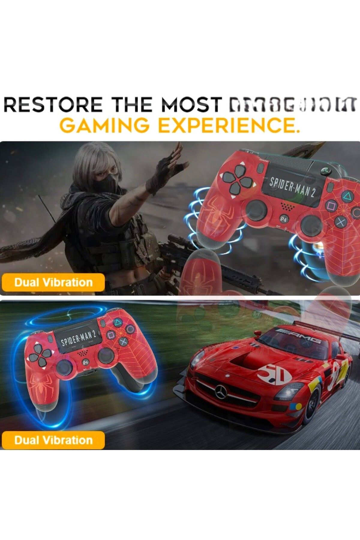 Generic-Wireless Controllers P4 Gamepad Kit Ps, Double-motor Vibration/precision Control Gameplay 6
