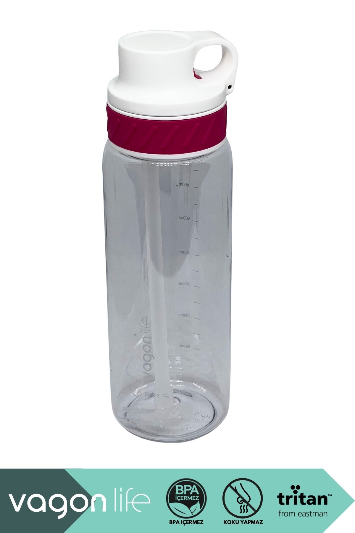 Vagonlife-800ml New Collection Tritan Water Bottle with Straw/Without Straw Use Transparent Body 1