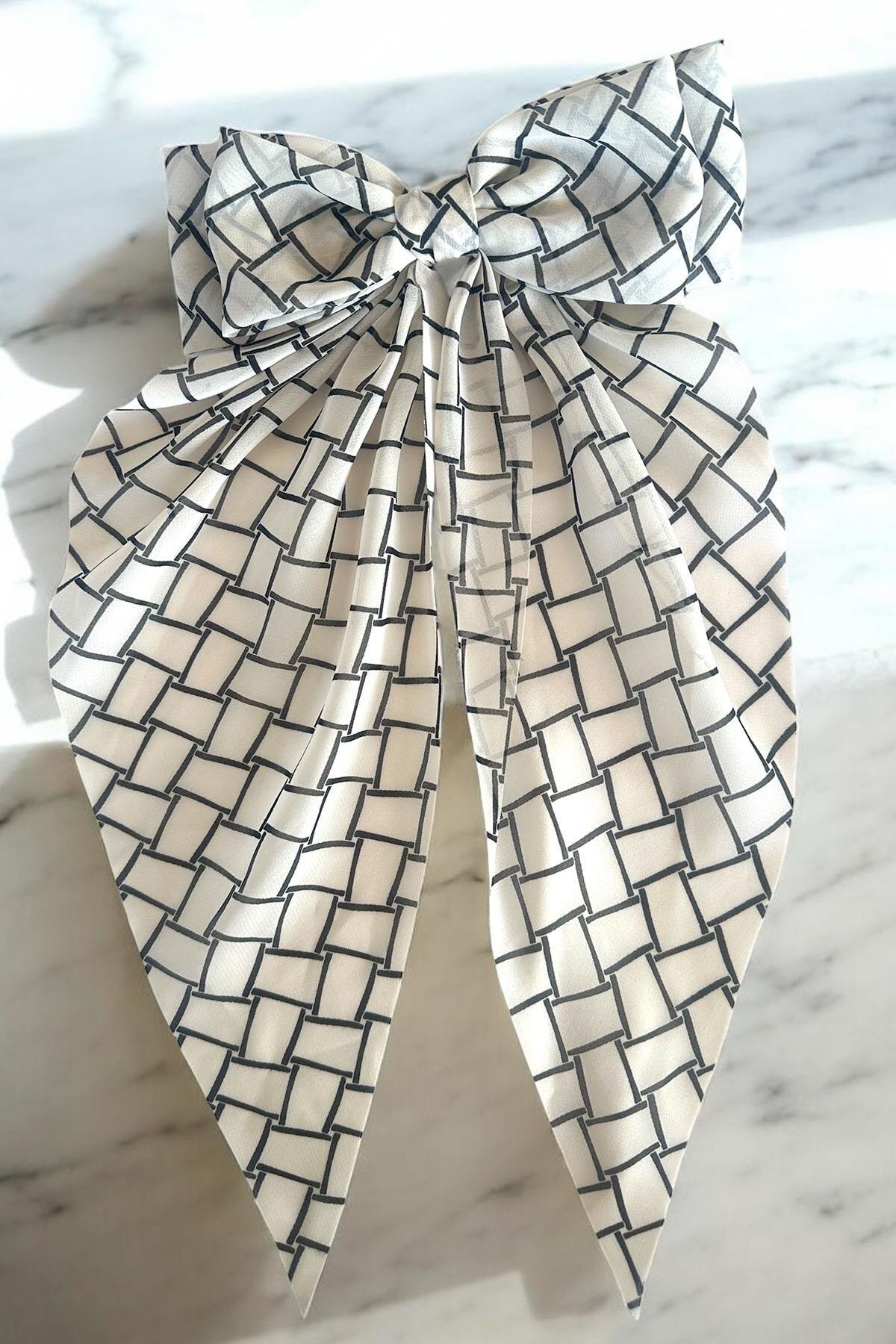 TAKIŞTIR-White Color Mixed Pattern Ribbon Figured Vending Machine Buckle 2