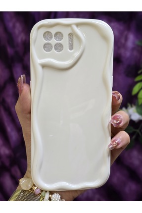 Magic Ring Oppo Reno 4 Lite Uyumlu 3D Dalga Kenarlı Beyaz Telefon Kılıfı