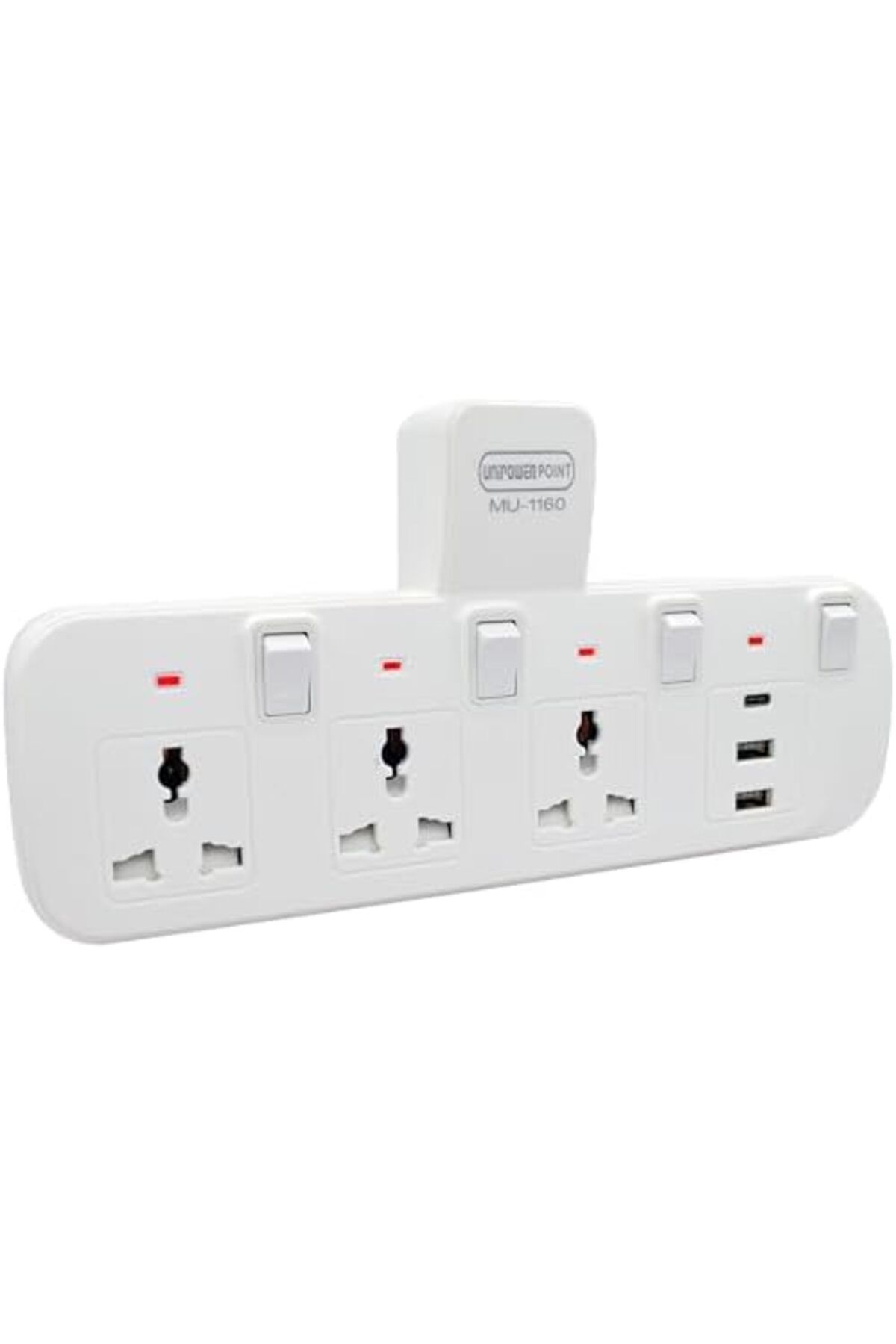 UNIPOWER-Multi-Socket Extension Wall Adapter 6-in-1 with 2 Universal Sockets, 2 USB Ports, and 1 Typ 2