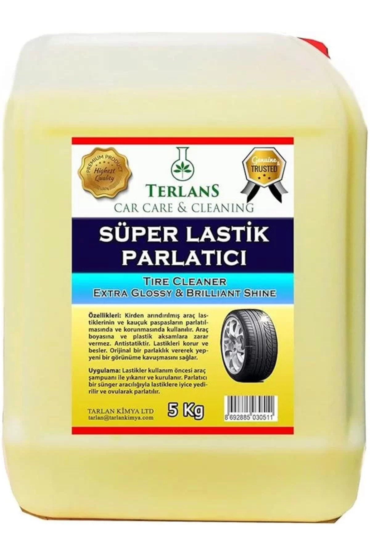 Genel Markalar Lastik Parlatıcı Jel 5 Kg + UYGULAMA SÜNGERİ Tire Cleaning GEL Extra Glossy