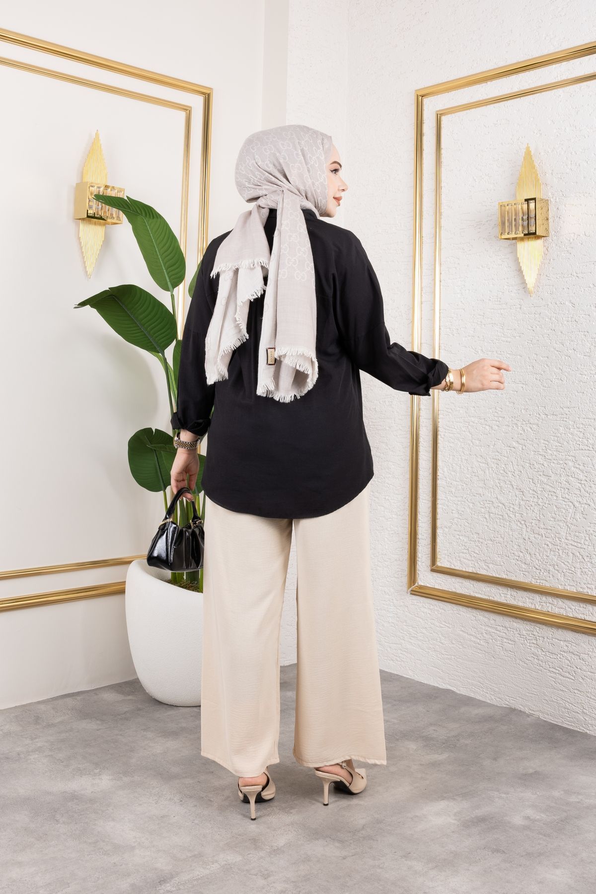 Nevayla Moda-Casual Ayrobin Trousers with Elastic Waist - Mink / A0103 6
