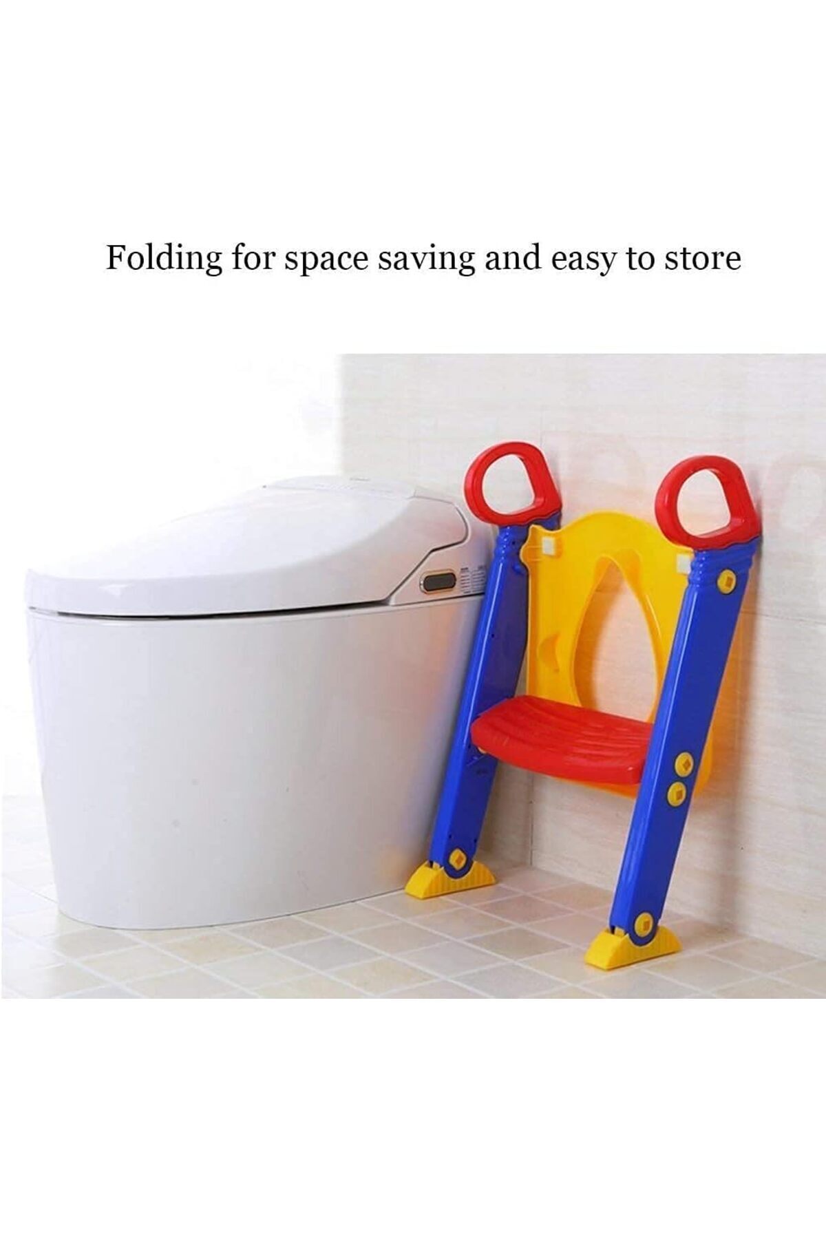 🚽 كرسي بوتي تدريب الأطفال على الحمام مع سلم ثابت وآمن قابل للطي والتعديل لجميع المراحيض