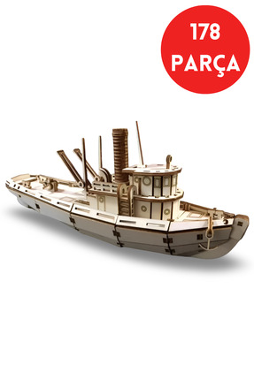 ALGWOOD Tooting Tug Römorkör Ahşap Maketi - 178 Parça 3D Puzzle Ahşap Hobi Seti