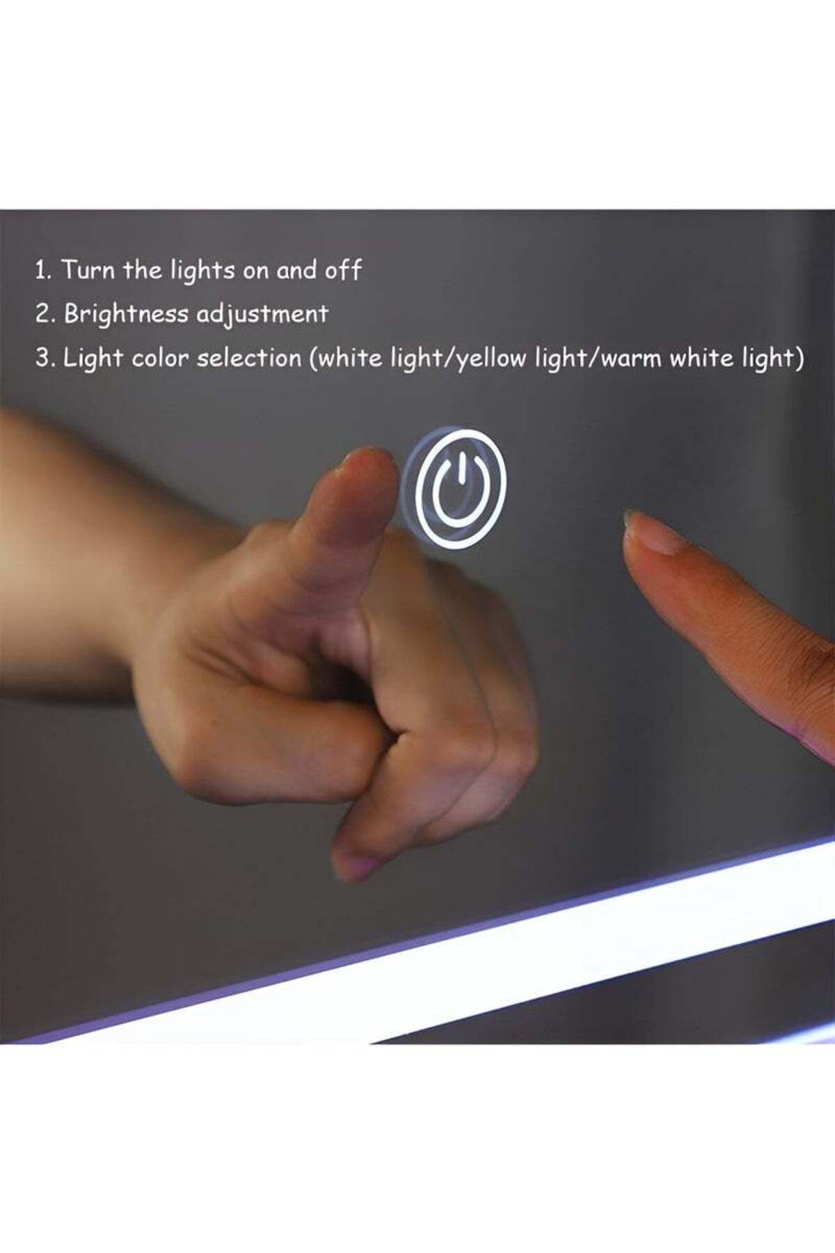 Taimi-60x40cm LED Rectangular Mirror with Touch Control, Front and Back Light, for Bathroom and Makeup 7