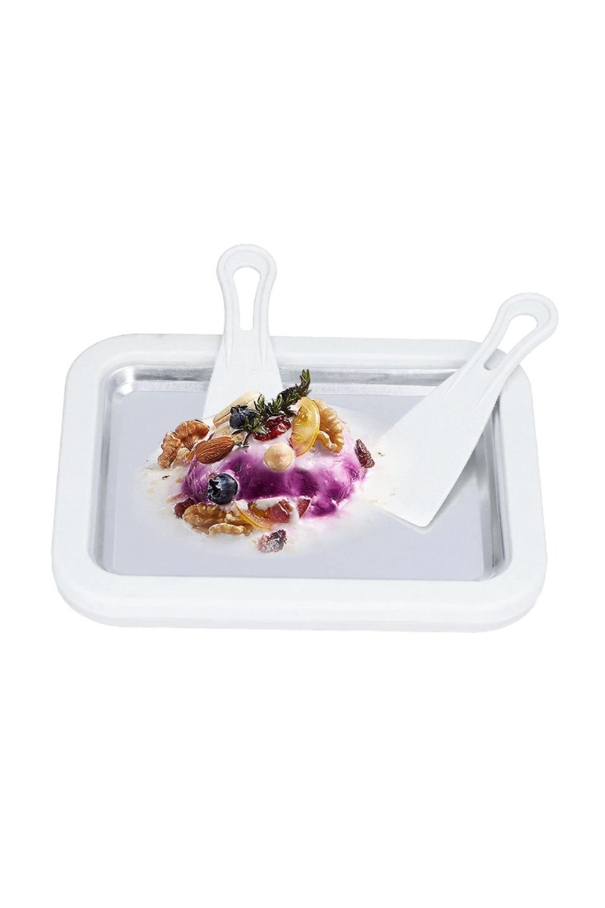 BV-Plita termica pentru inghetata Thailandeza instant tip rulou, Accesorii Incluse, 22 cm, Alb, 411COF 3
