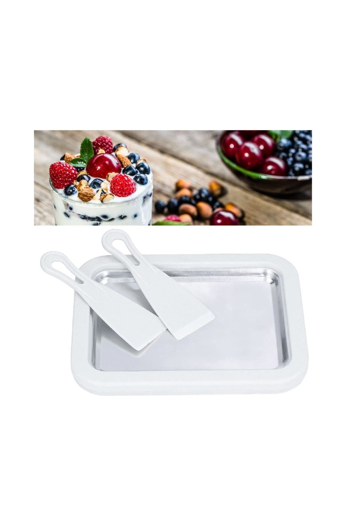 BV-Plita termica pentru inghetata Thailandeza instant tip rulou, Accesorii Incluse, 22 cm, Alb, 411COF 4