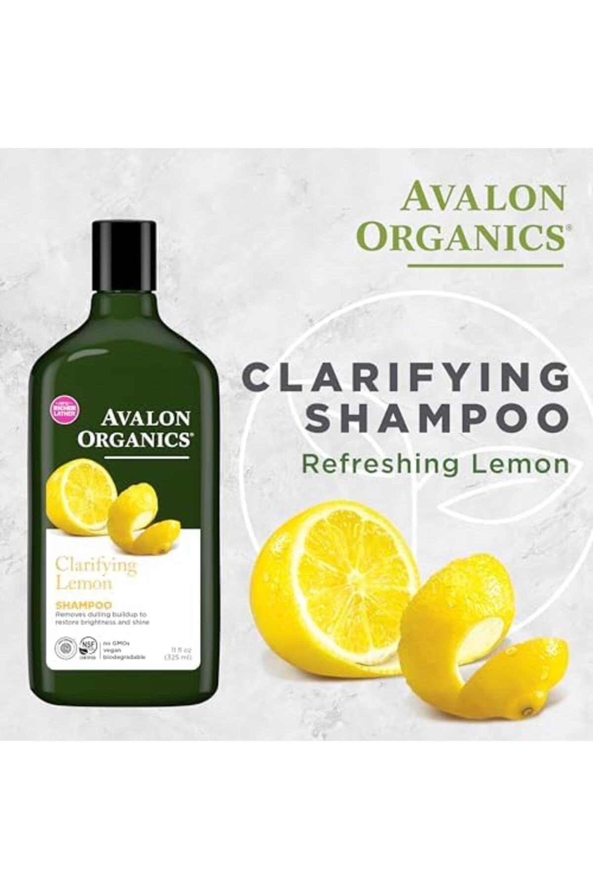 Avalon Organics-Clarifying Lemon Shampoo, Removes Buildup to Restore Brightness and Shine, 11 Fluid 4