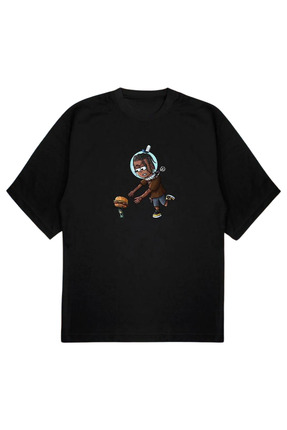 SVART WEAR TRAVIS SCOTT HAMBURGER Baskılı T-shirt Oversize Unisex Tee