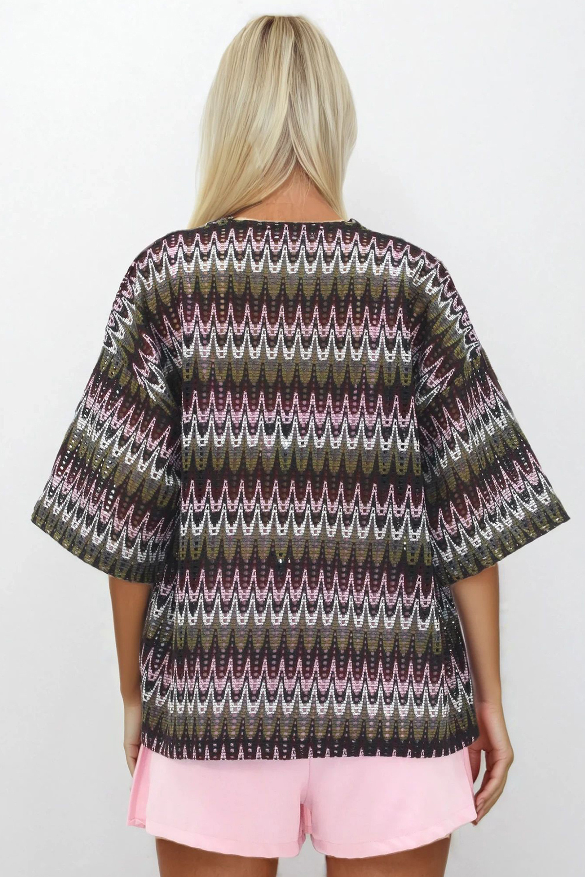 Kadın Haki Delik Ajurlu Desenli Güpür Kimono ALC-X14263