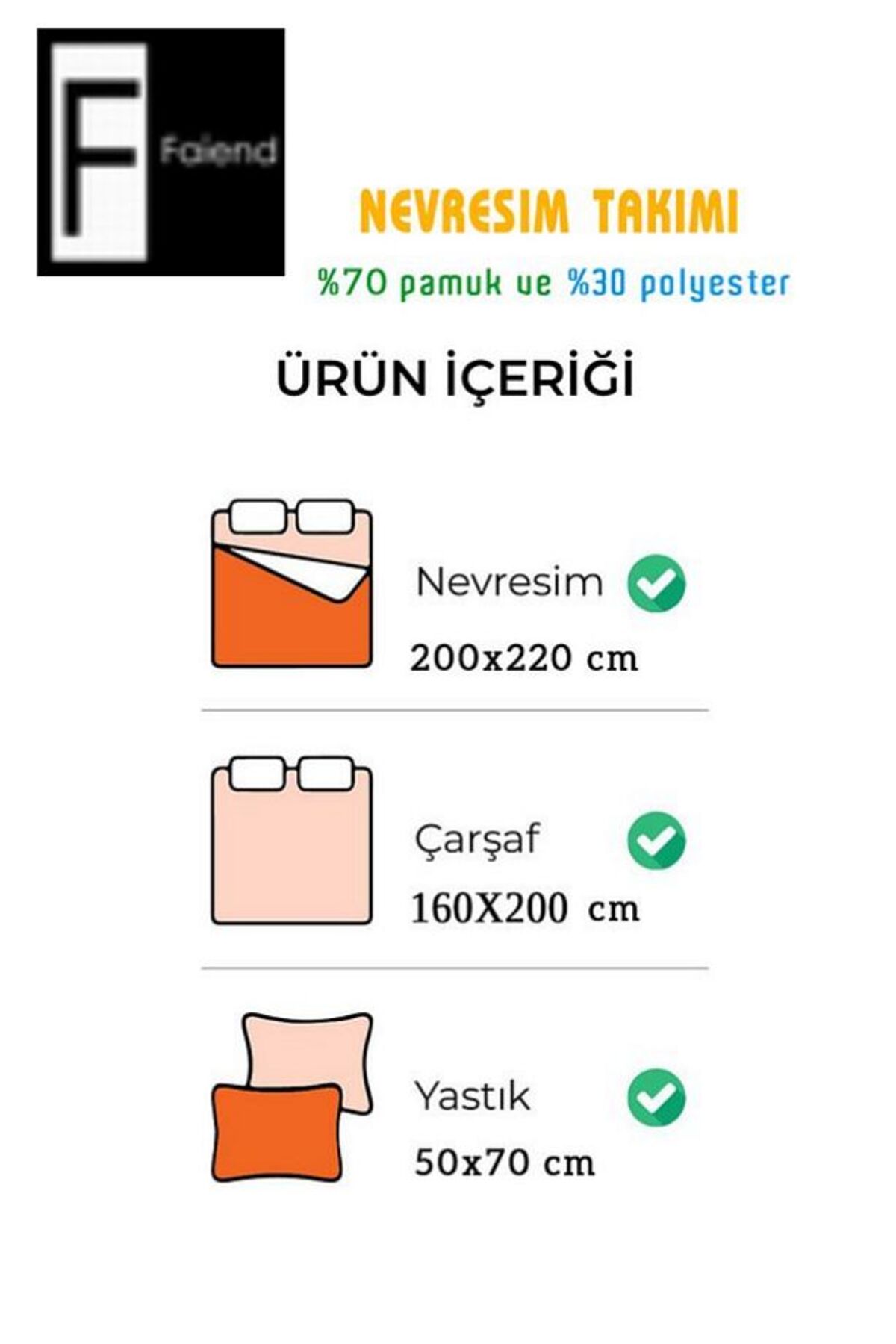 Faiend solmaya dayanıklı havageçiren lastikli çarşaflı Pamuklu Çift Kişilik Nevresim Takımı 7