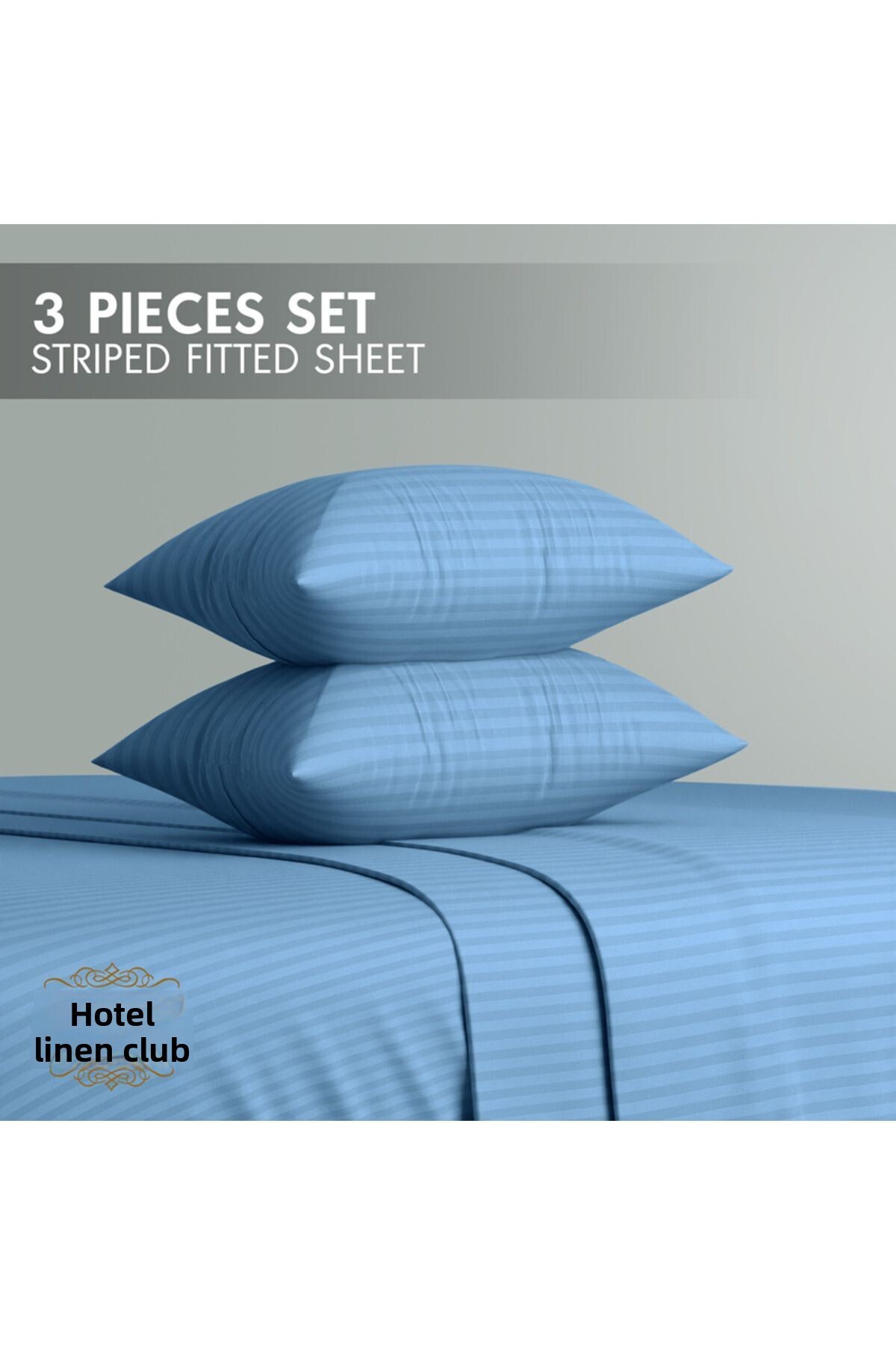 Hotel Linen Klub-Double-Striped Fitted Sheet Set - Premium and Durable Quality, Deep Pocket for a Perfect Fit 2