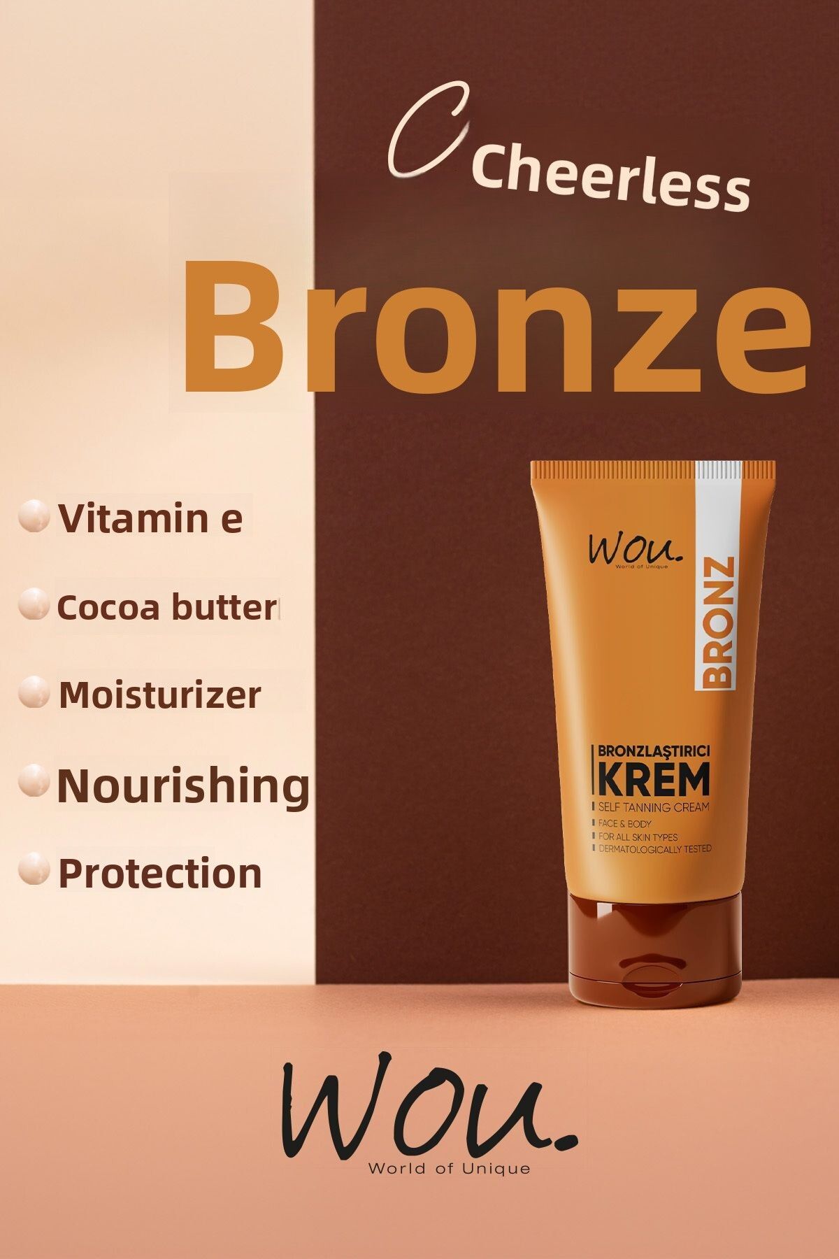 WOU World of Unique-Sunless Bronzing and Moisturizing Cream 50Ml-Self Tanning 3