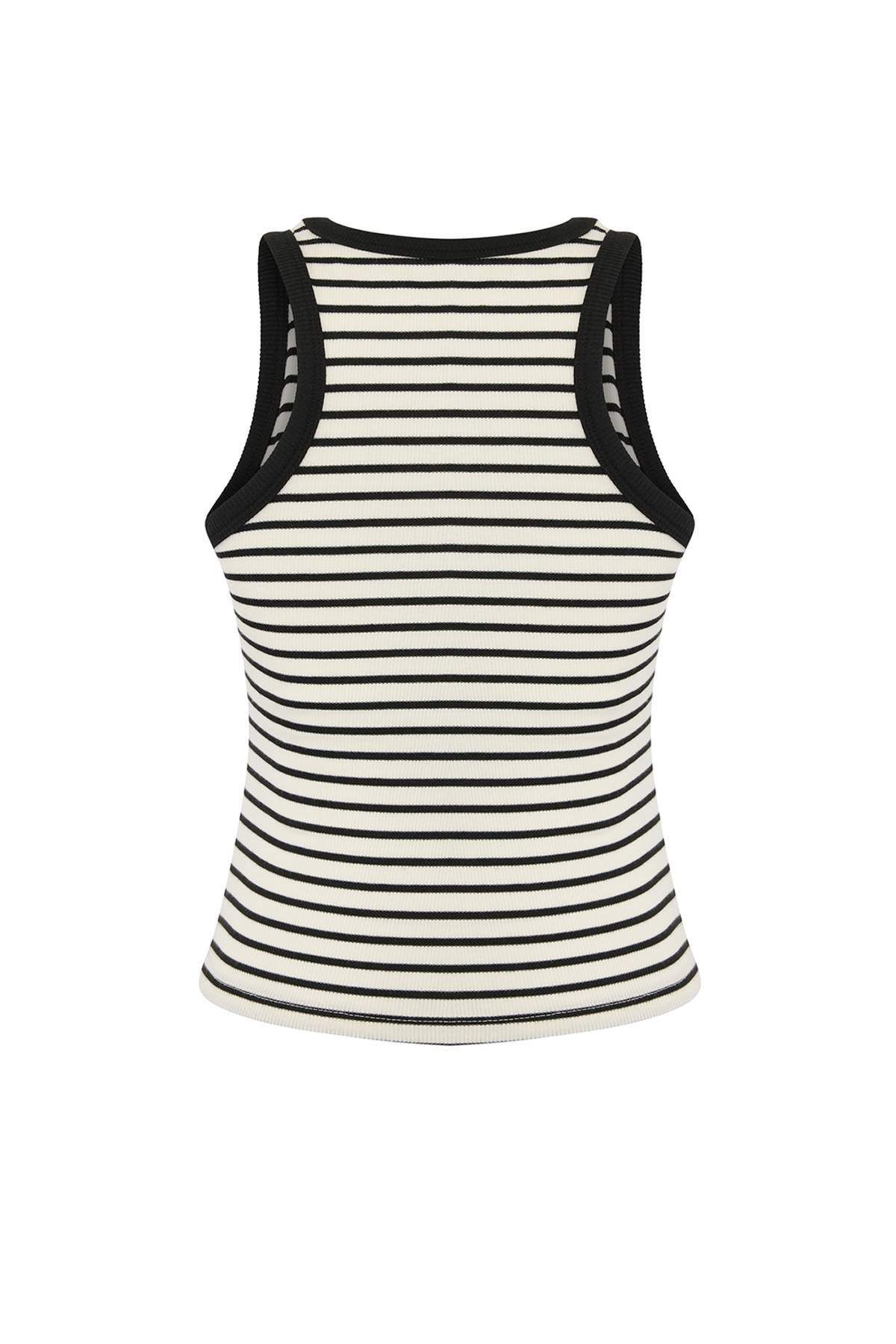Trendyol Collection-Black Line Fitted Color Block Tank Top with Chest Pad 7