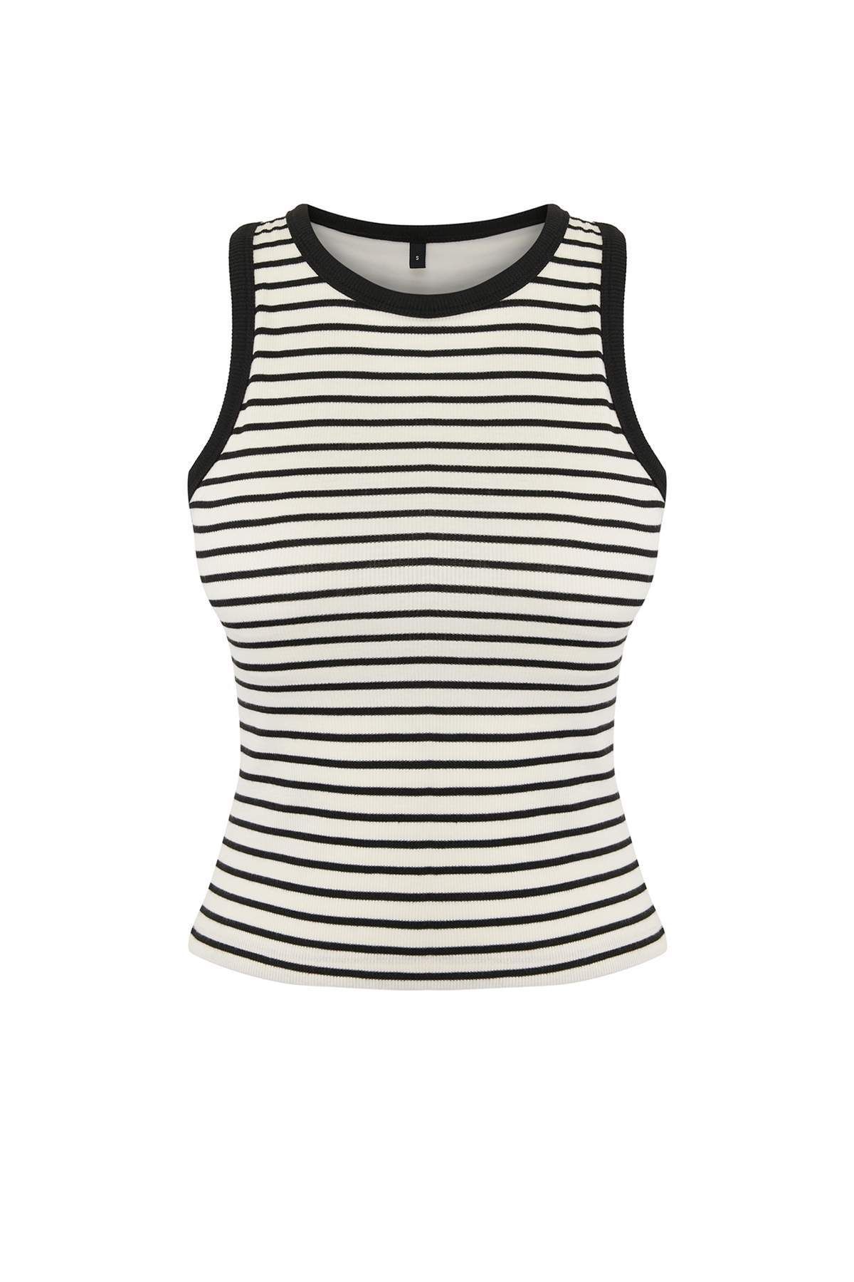 Trendyol Collection-Black Line Fitted Color Block Tank Top with Chest Pad 6