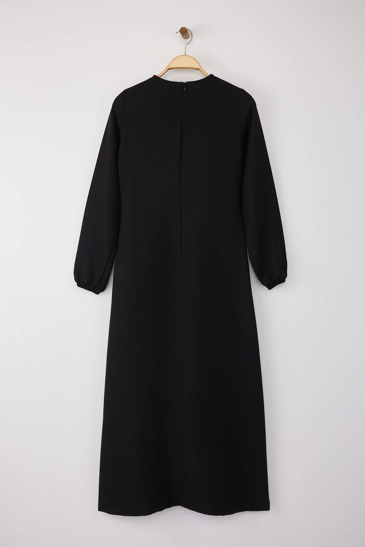 Trendyol Modest-Rochie țesătă cu aspect de in negru TCTSS25EB00129 6