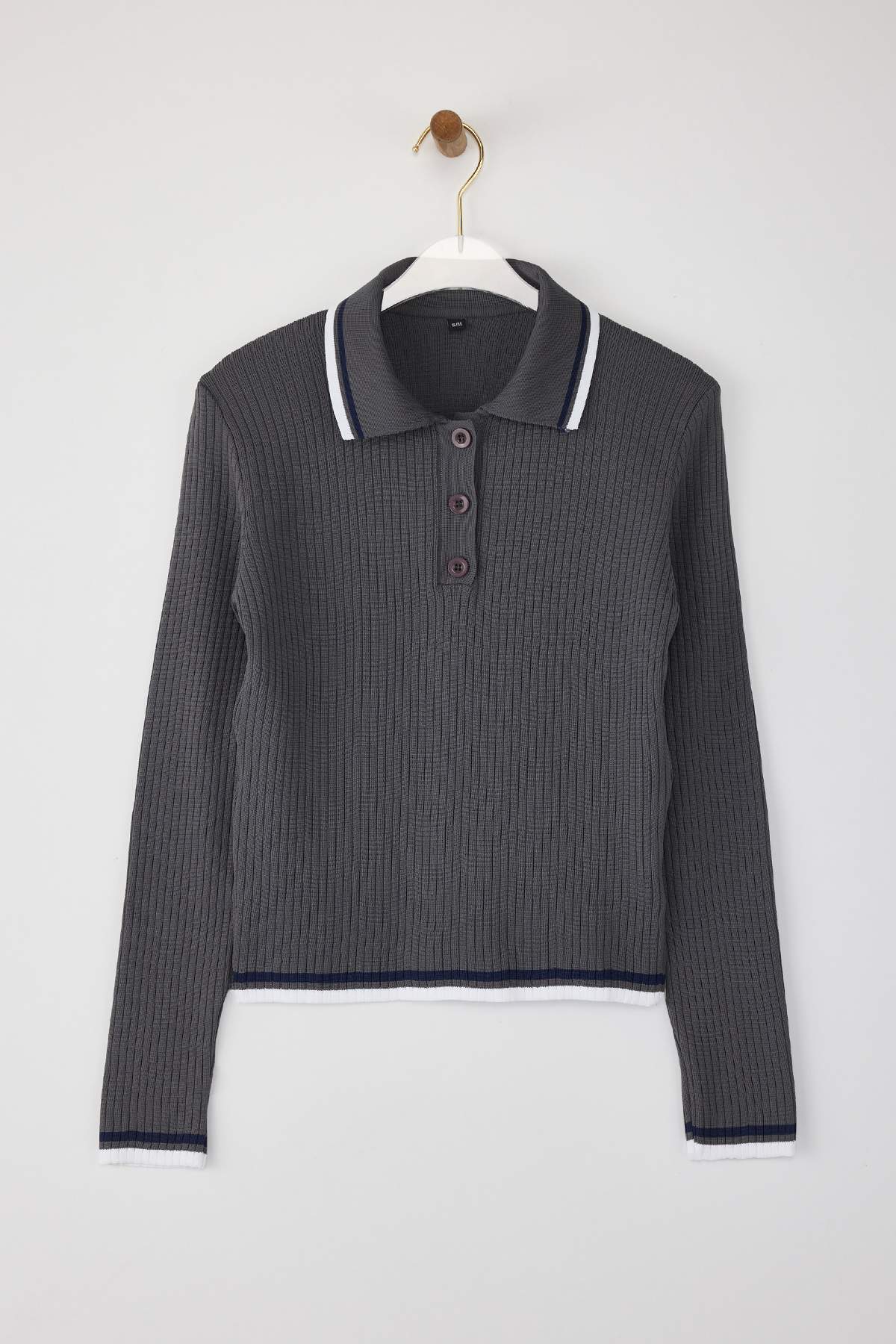 Trendyolmilla  Gri-Siyah 2'li Basic Kısa/Crop İkili Paketl Triko Body Hırka-Kazak TWOAW26KZ00116 - Görsel 9