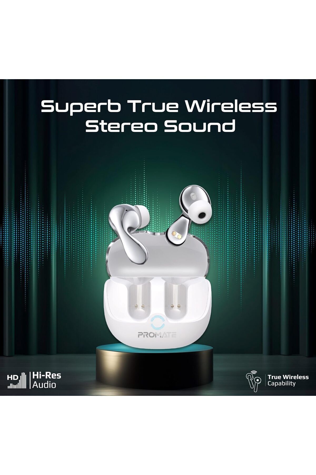 Promate-True Wireless Earbuds with Active Noise Cancellation (ANC) and Environmental Noise Cancellat 3