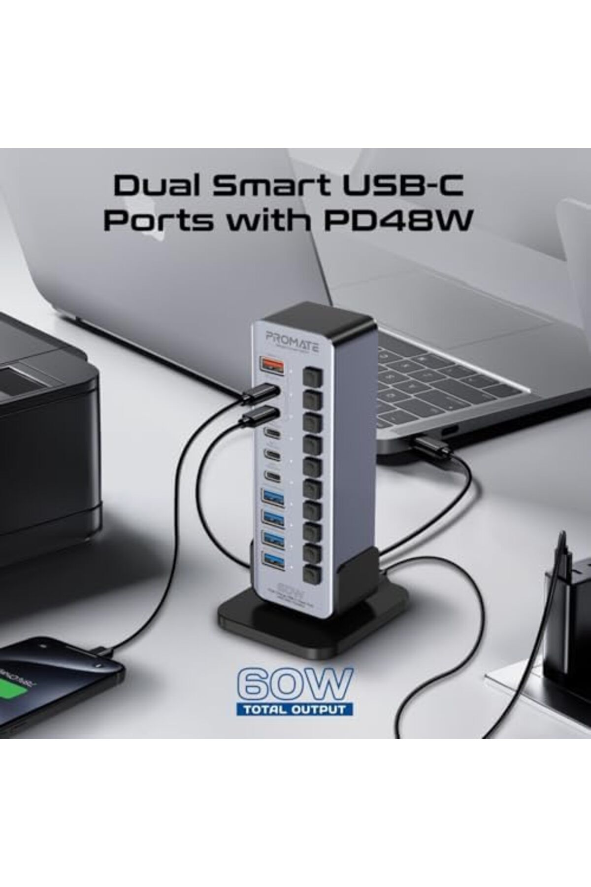 Promate-14-In-1 Multiport 60W USB-C Tower Hub 3