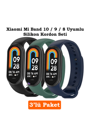 Dexmon Xiaomi Mi Band 8 Mi Band 9 Mi Band 10 Uyumlu 3lü Paket Silikon Kordon ...