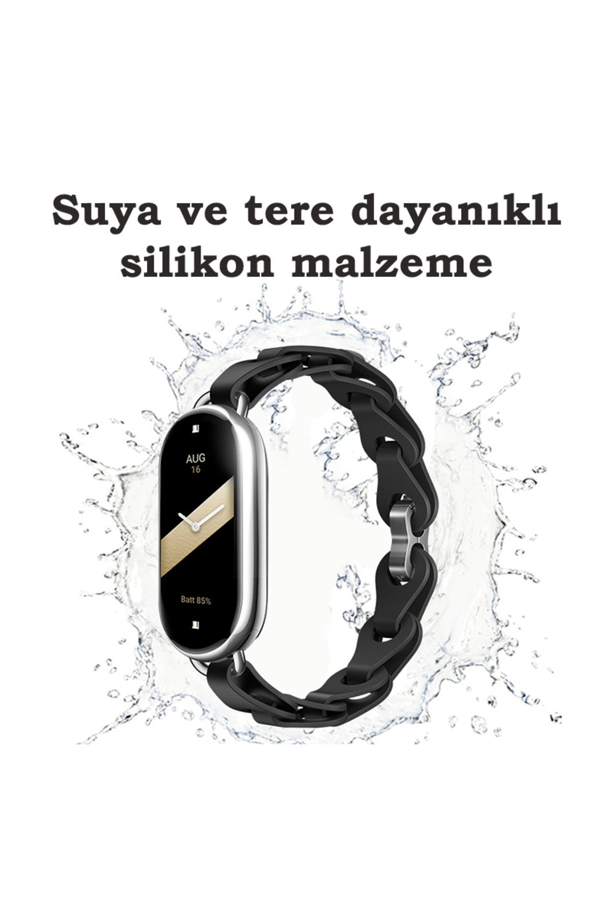 Dexmon-Xiaomi Mi Band 8 Mi Band 9 Mi Band 10 متوافق مع حبل سيليكون بتصميم شبكي مع دبوس معدني 6