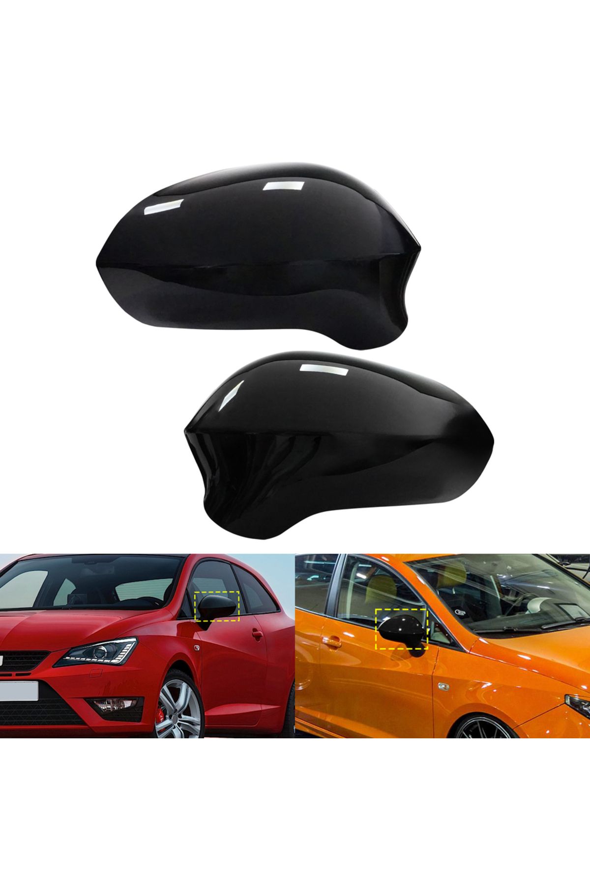 Choice-لمقعد إيبيزا 6J MK4 08-17 أغطية مرايا جانبية سوداء لامعة للباب الأيسر والأيمن 5