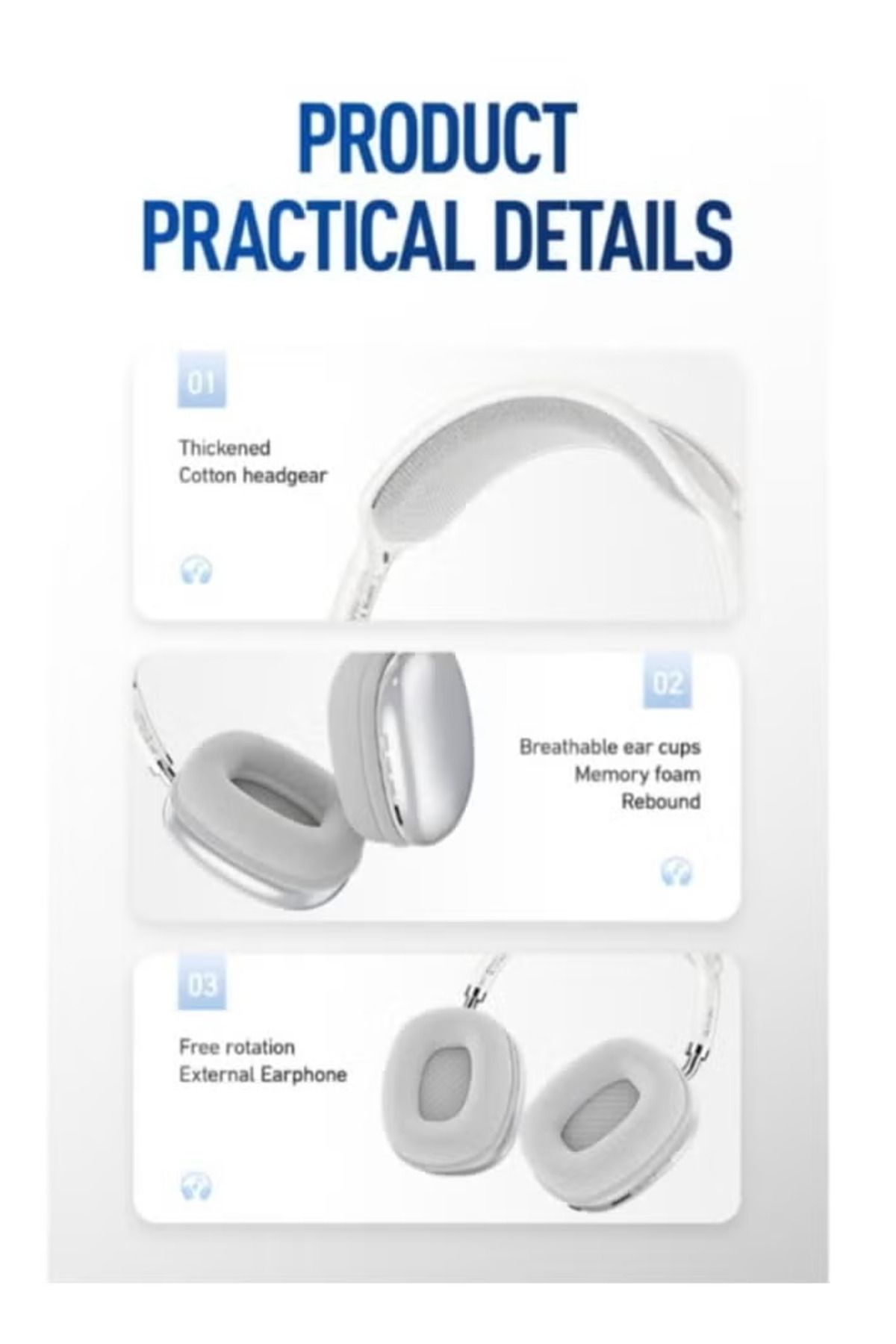 Bavin-Wireless Bluetooth Headphones with Active Noise Cancellation and Built-in High-Quality Microphone fo 7