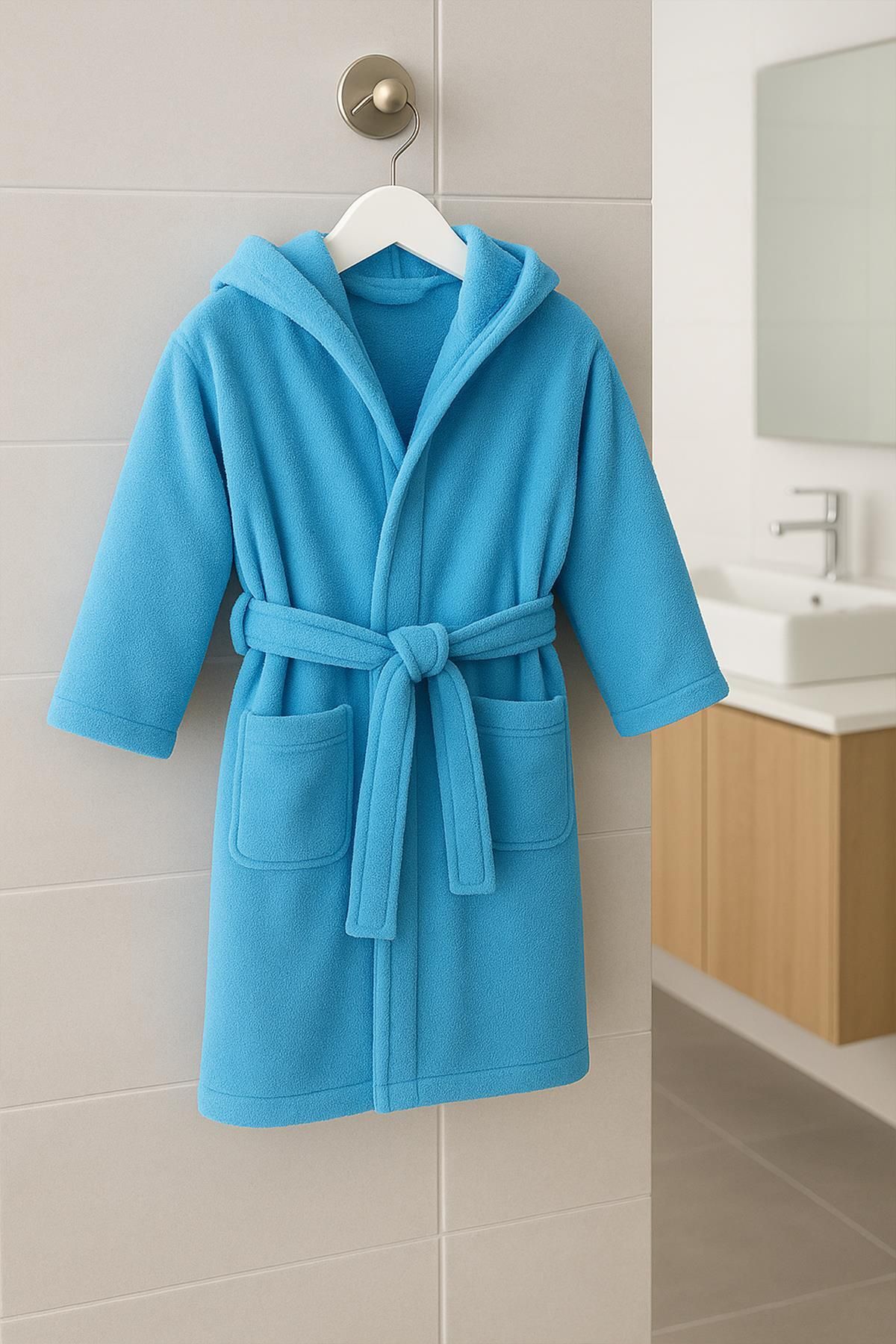 Ender Home-Halat de baie cu glugă pentru tineri și copii, 100% bumbac, unisex 3