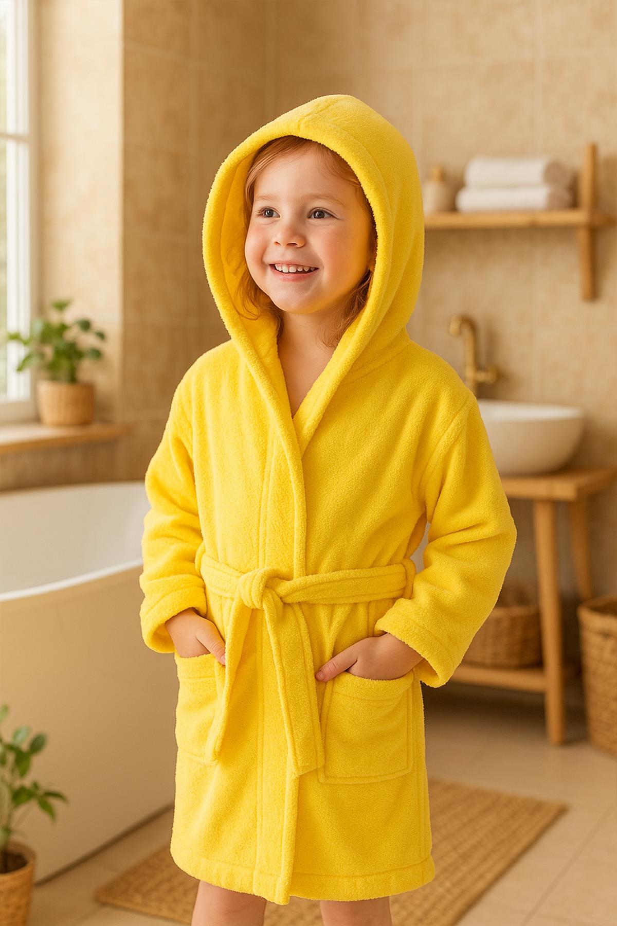Ender Home CottonVerse Genç & Çocuk Kapşonlu Bornoz – %100 Pamuk, Unisex fotoğrafı 2 (önizleme)