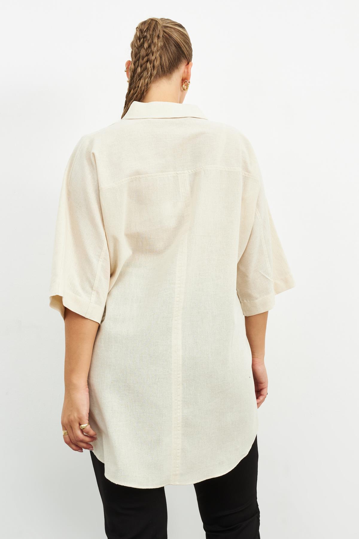 Curly-BEIGE SHIRT COLLAR TUNIC 3