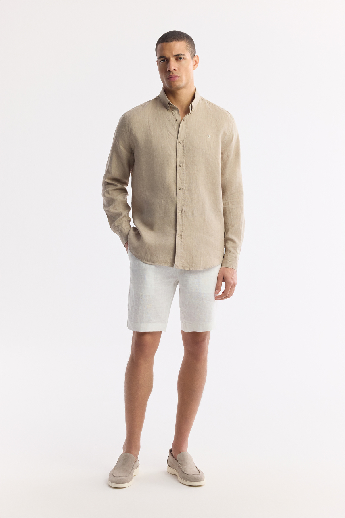 Avva-Férfi Mink 100% vászon gombos galléros ing B 002191 6