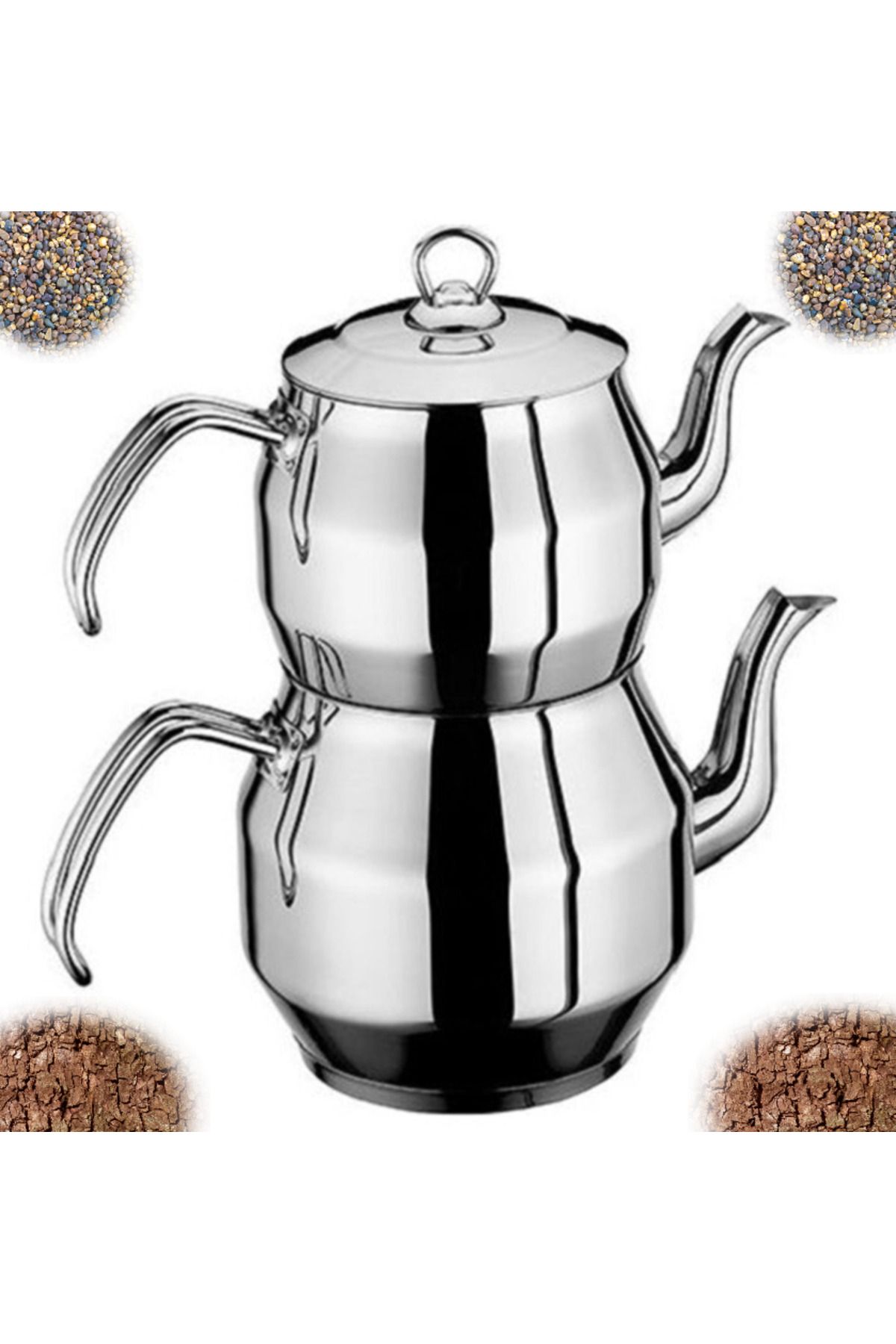 İnter-Çelik Köşem Model Simple Family Size Teapot Set 2